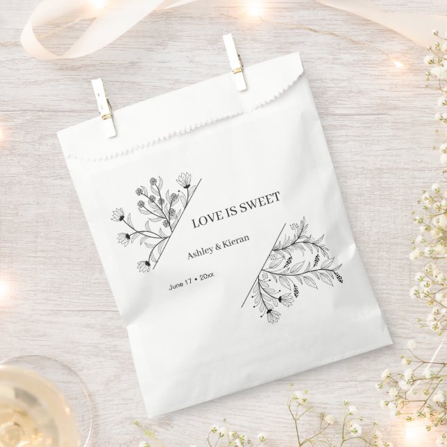 Sachets En Papier Élégant amour floral est Mariage doux (Coupé)