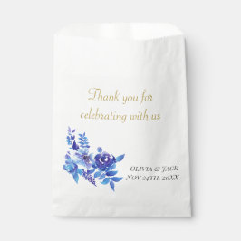 Sachets En Papier Elégant Aquarelle bleu Fleur sauvage Mariage