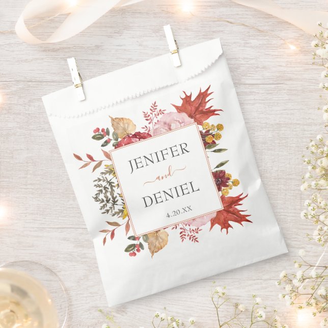 Sachets En Papier Élégant automne Feuilles Mariage automne (Coupé)