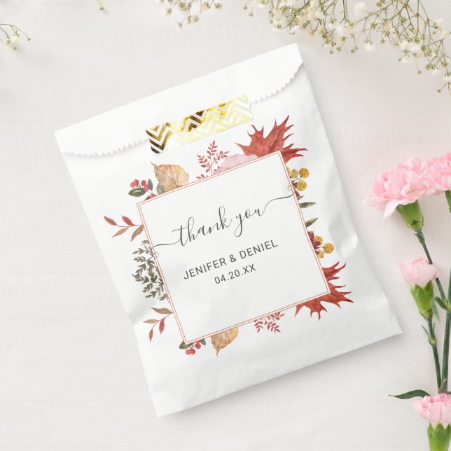 Sachets En Papier Élégant automne Feuilles Mariage automne (Scellé)