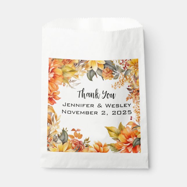 Sachets En Papier Elegant Autumn Floral Wedding  (Devant)