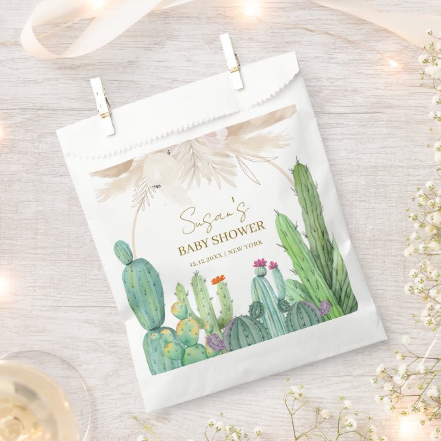 Sachets En Papier Elégant Baby shower Boho Western Cactus Arch (Coupé)