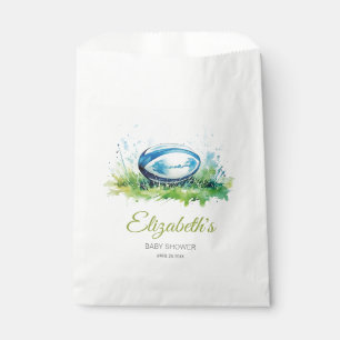 Sachets En Papier Elégant Baby shower de rugby aquarelle