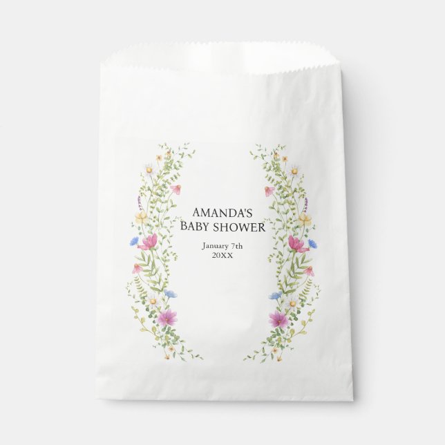 Sachets En Papier Élégant Baby shower Fleurs Sauvages (Devant)