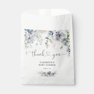 Sachets En Papier Elégant Baby shower floral d'aquarelle bleue