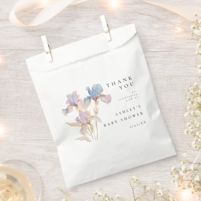 Sachets En Papier Elégant Baby shower Floral Iris (Coupé)