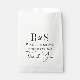Sachets En Papier Élégant blanc et noir chic moderne Mariage Monogra