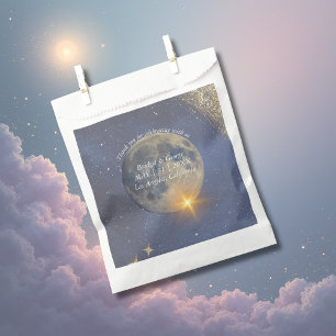 Sachets En Papier élégant bleu galaxie céleste ciel mariage