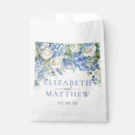 Sachets En Papier Elégant bleu Hydrangea Roses blanches Mariage flor