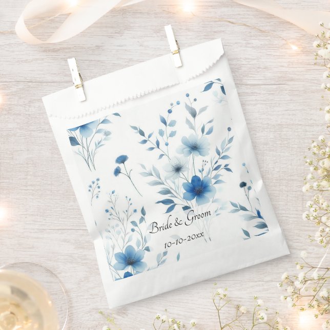 Sachets En Papier Elegant Blue Floral Wedding (Coupé)