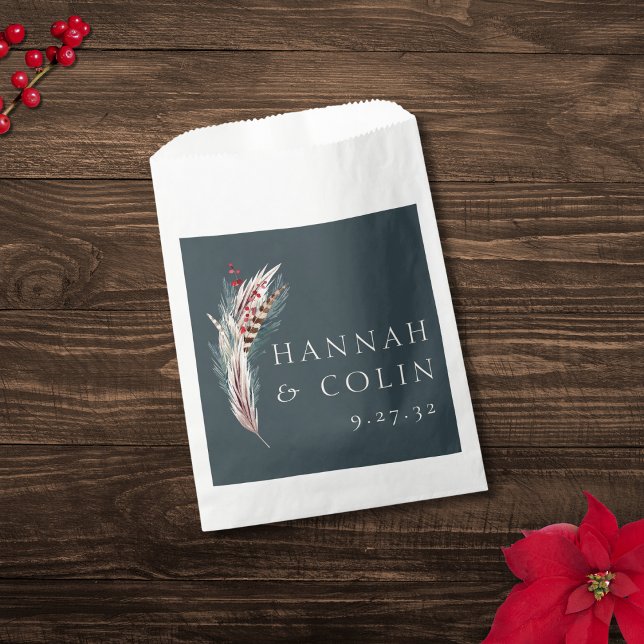 Sachets En Papier Élégant Bohème Rustique Pampas & Vert Pin Tan Roug (Créateur téléchargé)