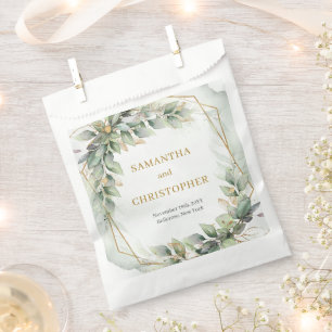Sachets En Papier Elégant boho eucalyptus mariage or vert