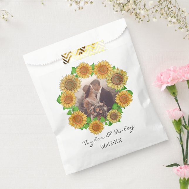 Sachets En Papier Elégant Boho Sunflower Rustique Mariage personnali (Scellé)