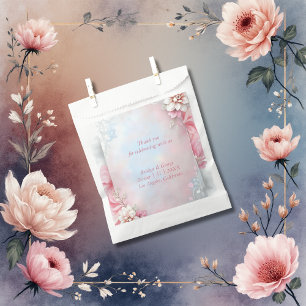 Sachets En Papier Elégant cadre rose floral douce Pastel mariage lum