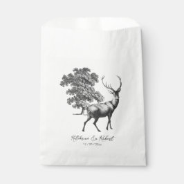 Sachets En Papier Elégant Cerf blanc noir rustique en bois