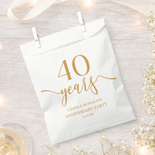 Sachets En Papier Élégant Champagne 40e anniversaire de Mariage