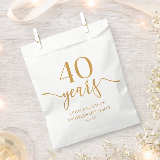 Sachets En Papier Élégant Champagne 40e anniversaire de Mariage (Coupé)