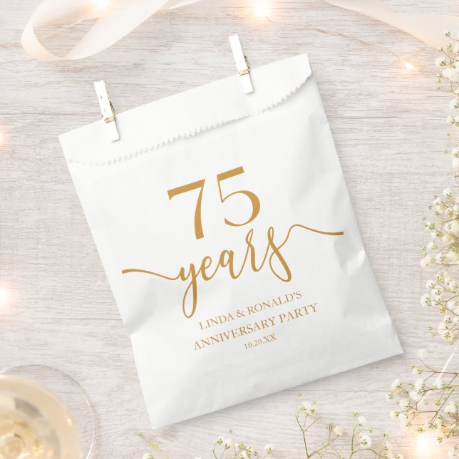 Sachets En Papier Élégant Champagne 75e anniversaire de Mariage (Coupé)