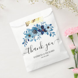 Sachets En Papier elegant dusty Blue watercolor flower bouquet