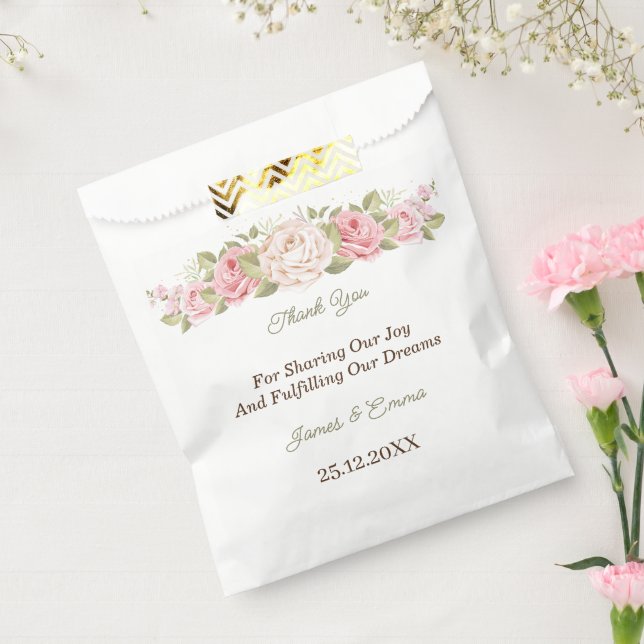 Sachets En Papier Élégant Fleur de Rose Sur Mesure (Scellé)