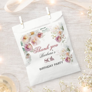 Sachets En Papier Élégant Floral 80e Anniversaire