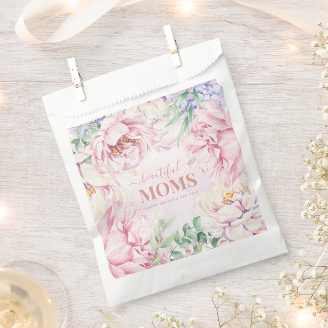 Sachets En Papier Elégant Floral Personnalisé fête des mères (Coupé)