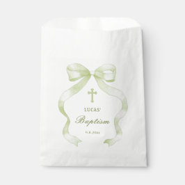Sachets En Papier Elegant Green Bow Baptism