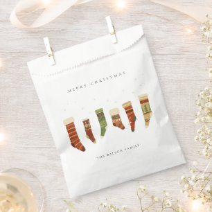 SACHETS EN PAPIER ÉLÉGANT KRAFT RED GREEN STAR CHIRSTMAS STOCKINES