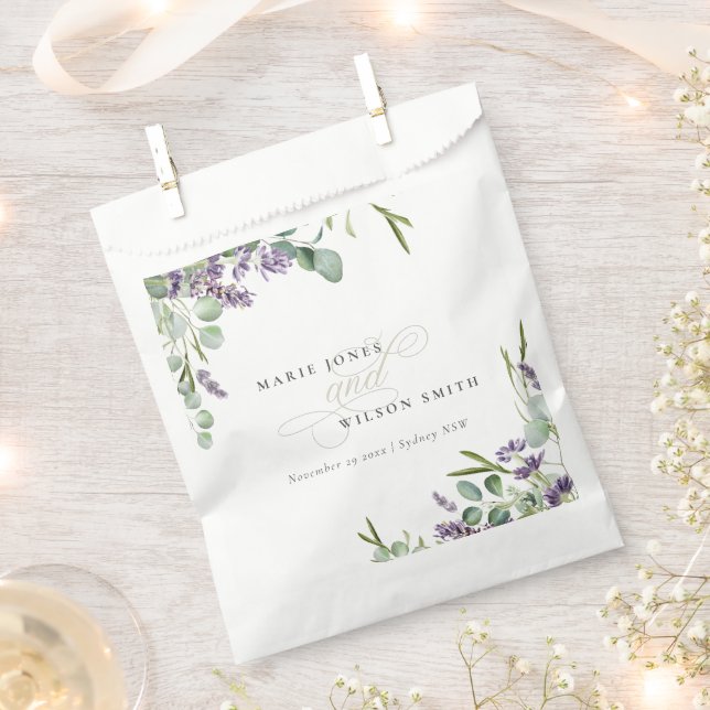 Sachets En Papier Élégant Lavande Eucalyptus Mariage de feuillage fe (Coupé)