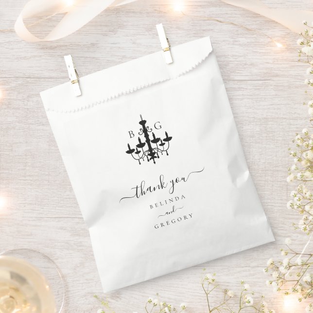 Sachets En Papier Élégant lustre noir blanc Mariage (Coupé)