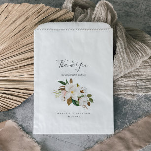 Sachets En Papier Élégant Magnolia   Mariage de Merci blanc et blanc