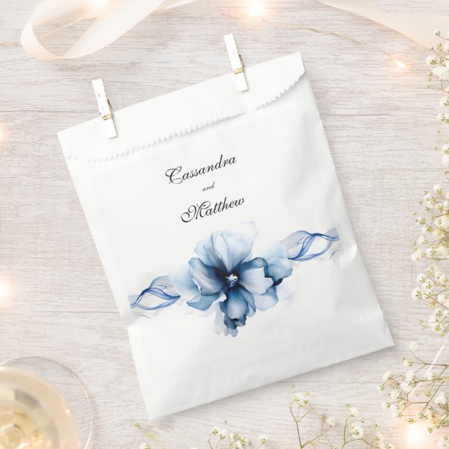 Sachets En Papier Elégant Mariage bleu bleu marine (Coupé)