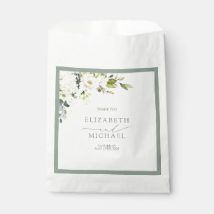 Sachets En Papier Elégant Mariage d'aquarelle gris blanc vert