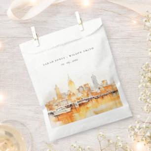 Sachets En Papier Élégant Mariage d'aquarelle Skyline de Nashville C