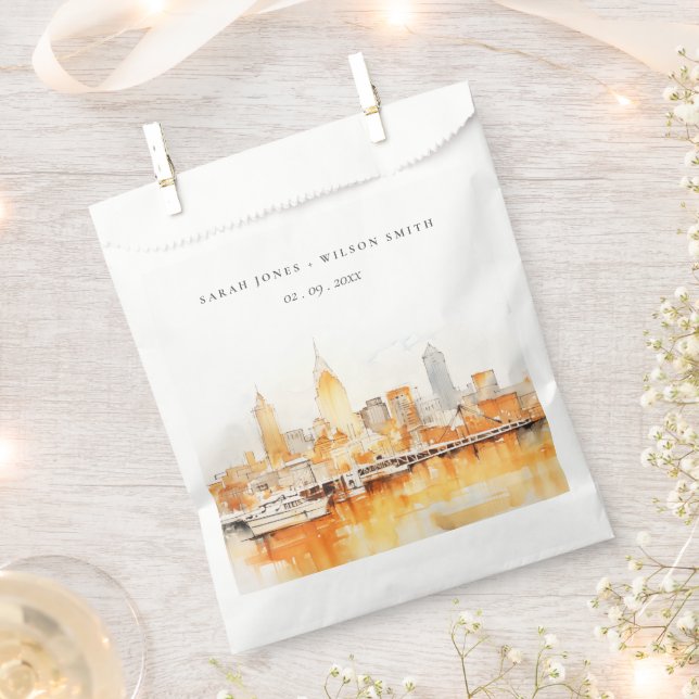 Sachets En Papier Élégant Mariage d'aquarelle Skyline de Nashville C (Coupé)