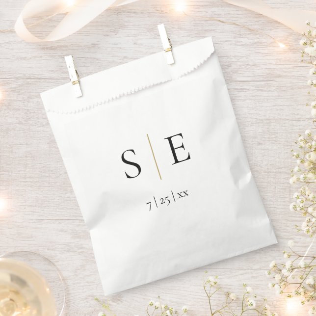 Sachets En Papier Élégant Mariage de Monogramme Noir Or (Coupé)