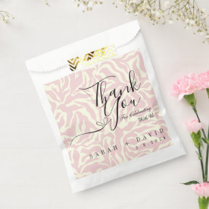 Sachets En Papier Élégant Mariage de motif Zèbre rose et blanc