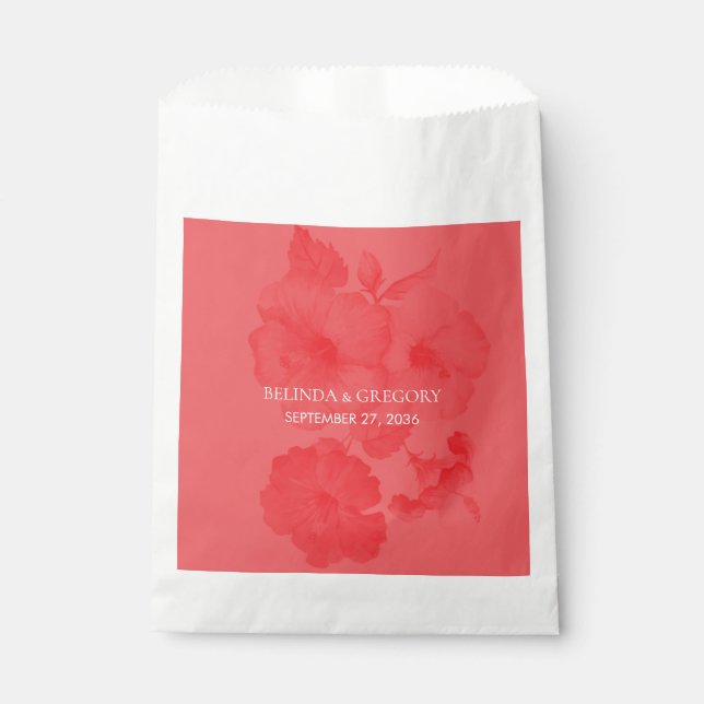 Sachets En Papier Elégant Mariage d'hibiscus aquarelle (Devant)