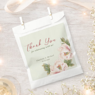 Sachets En Papier Elégant Mariage floral Sage and Blush Pony rose