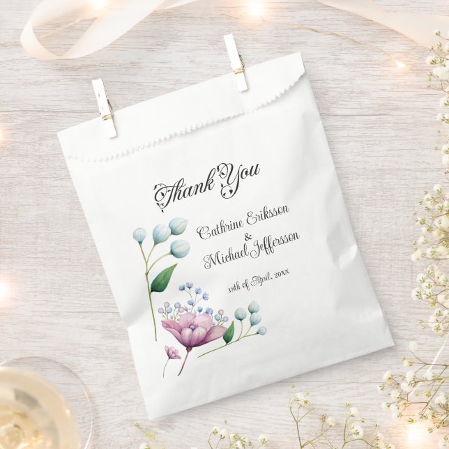 Sachets En Papier Élégant Mariage Floral Soft Botanical Romance (Coupé)