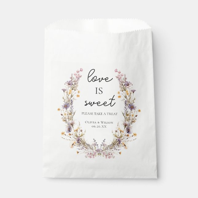 Sachets En Papier Élégant Mariage floral violet clair (Devant)