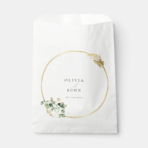 Sachets En Papier Élégant Mariage Gold Green Eucaliptus