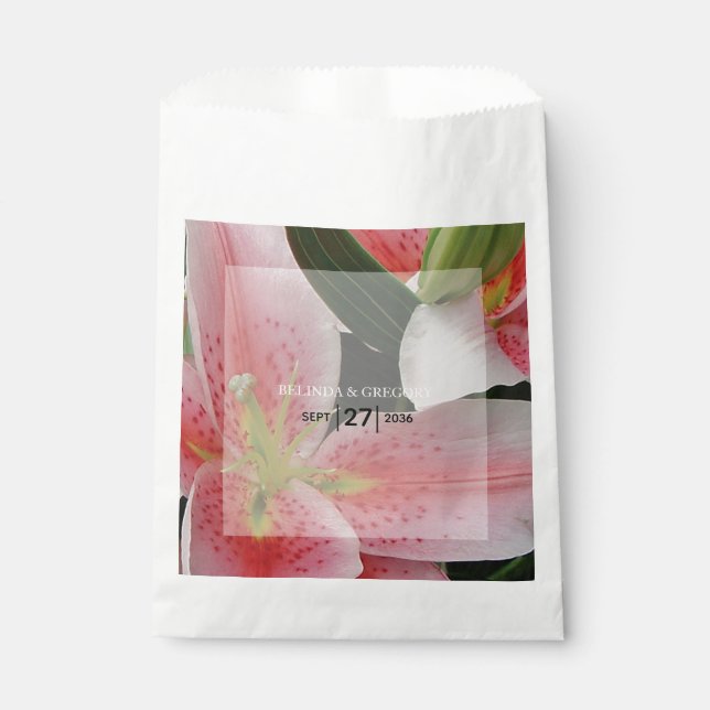 Sachets En Papier Élégant Mariage Lys Orientaux (Devant)