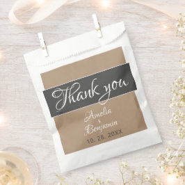 Sachets En Papier Élégant Mariage Merci simple gris beige Script