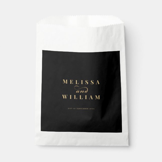Sachets En Papier Élégant Mariage moderne Gold Noir (Devant)
