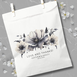 Sachets En Papier Élégant Mariage moderne noir blanc floral