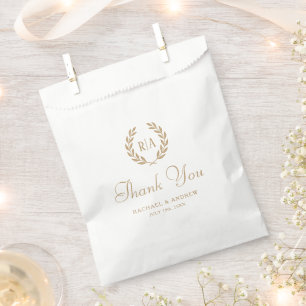 Sachets En Papier Élégant Mariage Monogram Merci or