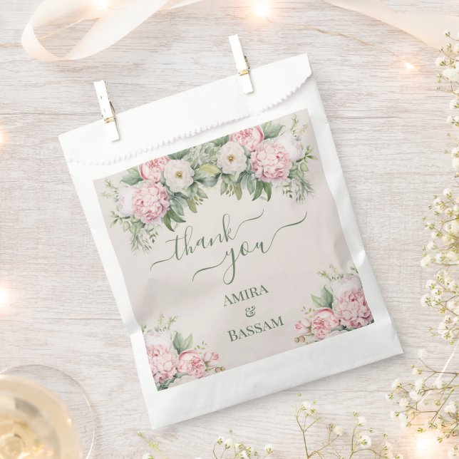 Sachets En Papier Élégant Mariage musulman rose et blanc (Coupé)