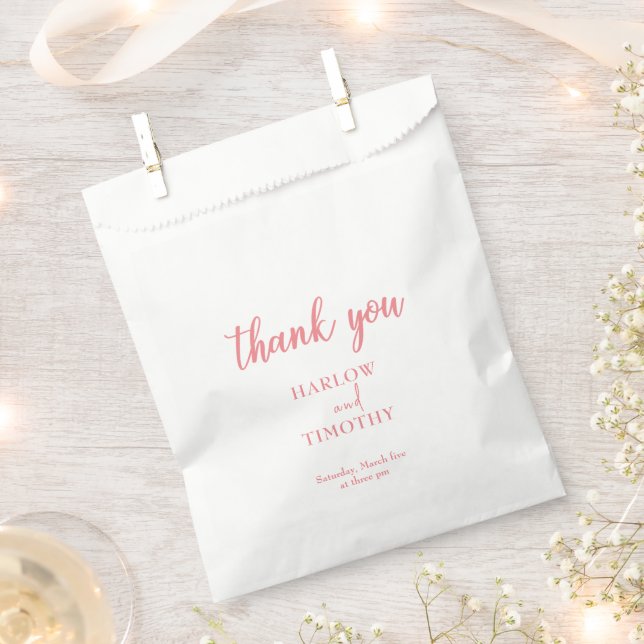 Sachets En Papier Élégant Mariage simple rose (Coupé)