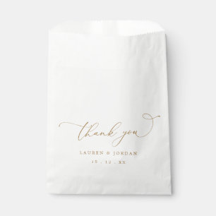 Sachets En Papier Élégant Merci de calligraphie or Mariage